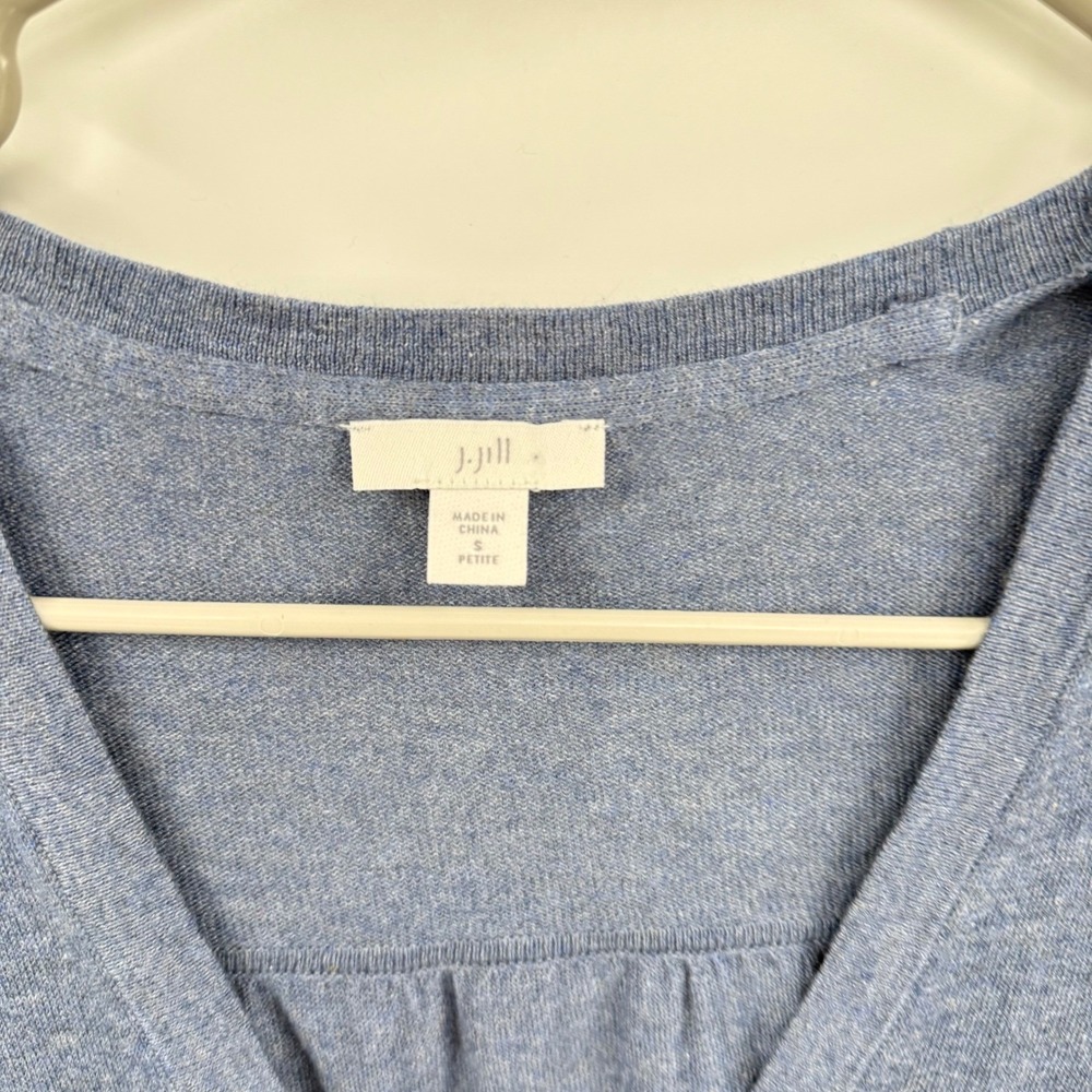 J Jill Cardigan Sweater Blue Petite Knit V Neck Button Front Pockets small - Picture 3 of 9